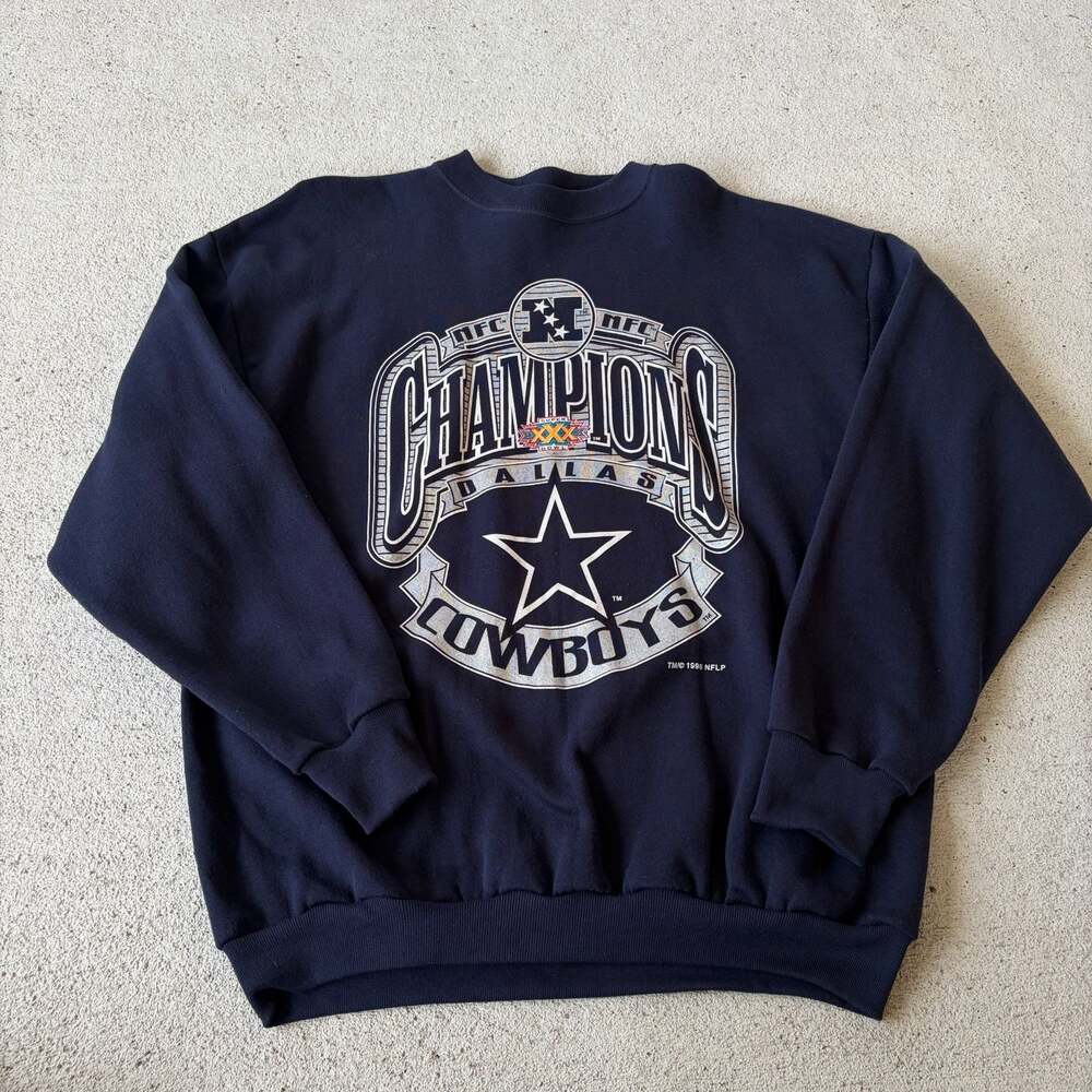Vintage Logo 7 Dallas Cowboys Super Bowl XXX Champions Sweatshirt Navy Blue L